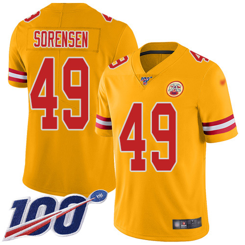 Men Kansas City Chiefs 49 Sorensen Daniel Limited Gold Inverted Legend 100th Season Nike NFL Jersey
